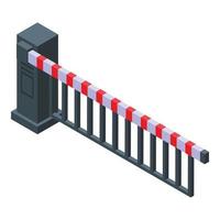 Caution rail barrier icon, isometric style vector