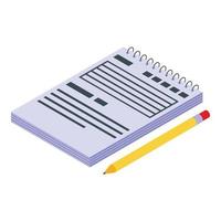 Plan task notebook icon, isometric style vector