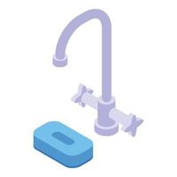 Kitchen tap icon, isometric style vector