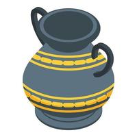 Ancient amphora icon, isometric style vector