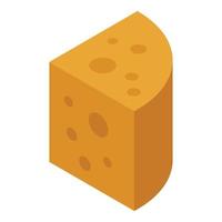 Cheddar cheese icon, isometric style vector