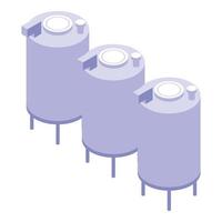 Milk storage tanks icon, isometric style vector