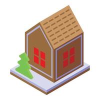 Winter gingerbread house icon, isometric style vector