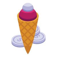 Ice cream purchase history icon, isometric style vector