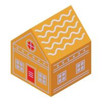 Biscuit gingerbread house icon, isometric style vector