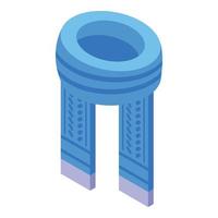 Knitted scarf icon, isometric style vector