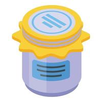 Dairy jar icon, isometric style vector