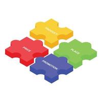 Marketing mix icon, isometric style vector