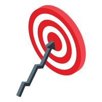 Marketing target icon, isometric style vector