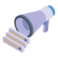 Megaphone reviews icon, isometric style vector