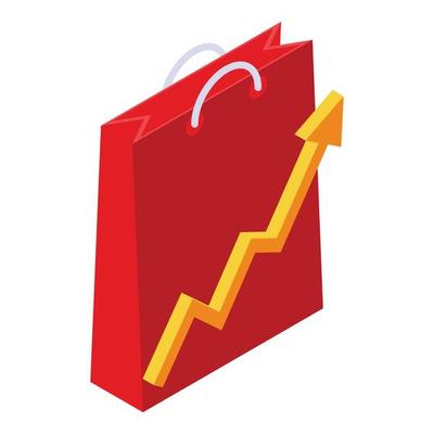 Sale increase icon, isometric style