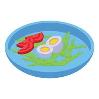 Asparagus boiled egg icon, isometric style vector