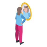 Mirror self esteem icon, isometric style vector