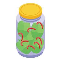 icono de aceitunas verdes en escabeche, estilo isométrico vector