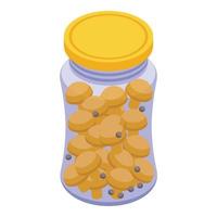 Pickled mushrooms icon, isometric style vector