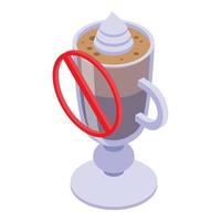 Decaffeinated latte glass icon, isometric style vector
