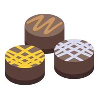 Christmas candy cakes icon, isometric style vector