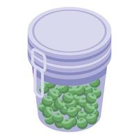 Pickled peas icon, isometric style vector