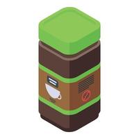 Decaffeinated coffee arabic jar icon, isometric style vector