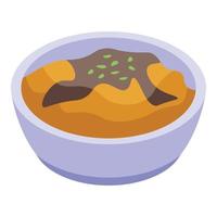 icono de cuenco de puré de patatas, estilo isométrico vector