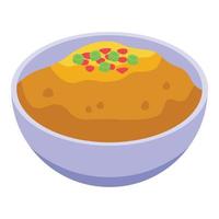 Mashed potatoes dish icon, isometric style vector