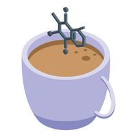 Decaffeinated coffee hot cup icon, isometric style vector