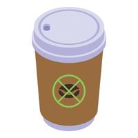 Decaffeinated coffee to go cup icon, isometric style vector