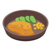 Mashed potatoes fried icon, isometric style vector