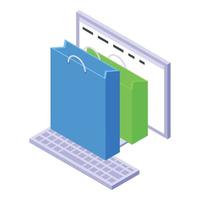 Online shopping icon, isometric style vector