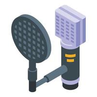 Microphone speech recognition icon, isometric style vector