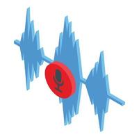 Online record speech recognition icon, isometric style vector