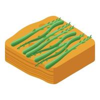 Asparagus cake icon, isometric style vector