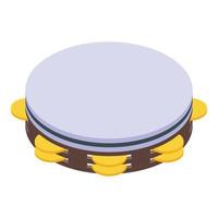 Old tambourine icon, isometric style vector