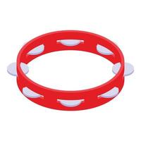 Red tambourine icon, isometric style vector