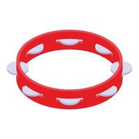 Red tambourine icon, isometric style vector