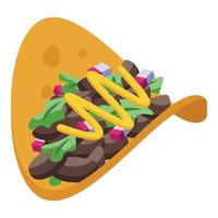 icono de tacos de mostaza, estilo isométrico vector