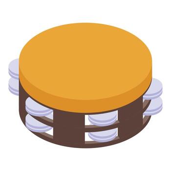 Tribal tambourine icon, isometric style vector