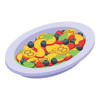 Berry fruit salad icon, isometric style vector