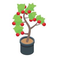 Red apple fruit tree icon, isometric style vector