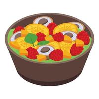 icono de ensalada de frutas en casa, estilo isométrico vector