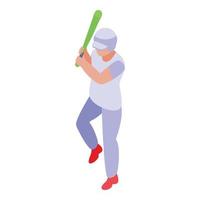 Batsman icon, isometric style vector