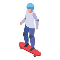 Helmet skateboarding icon, isometric style vector