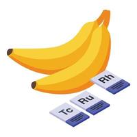 Gmo bananas icon, isometric style vector