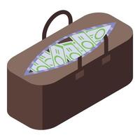 Inheritance money bag icon, isometric style vector