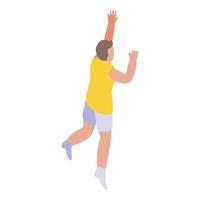 adolescente jugando voleibol icono, estilo isométrico vector