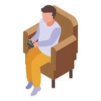 Playing video games icon, isometric style vector