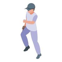 Baseball activity player icon, isometric style vector