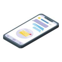 Smartphone new mail icon, isometric style vector