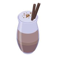 Cinnamon latte cup icon, isometric style vector