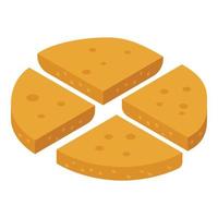 icono cortado de pan de pita, estilo isométrico vector